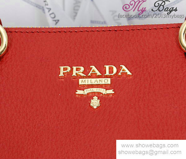 2014 Prada grainy leather tote bag BN2325 red - Click Image to Close